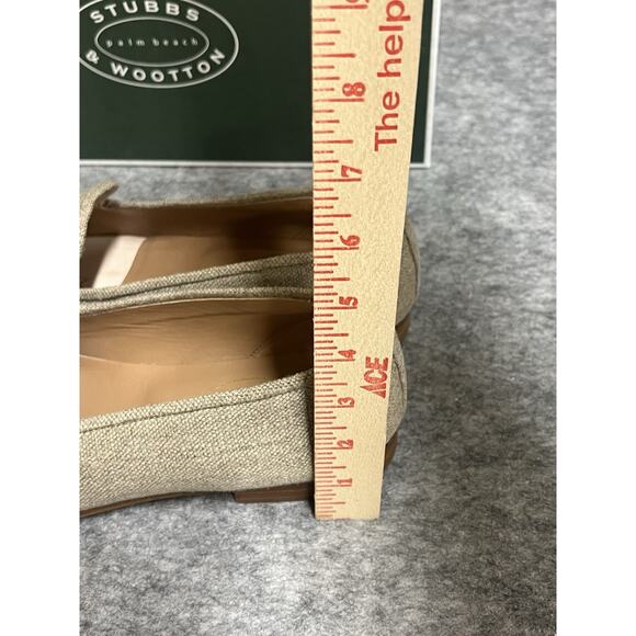 Stubbs Wooten Slippers Mens 10 Beige Tan Shoes‎ Linen Loafers OI Limited Edition - Picture 8 of 10